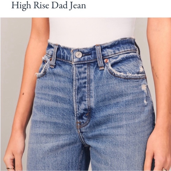 Abercrombie & Fitch The Dad High Rise Jeans Curve Love Distressed Size 26/2s - Picture 2 of 11